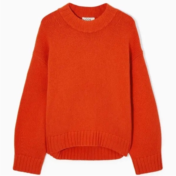 COS Sweaters - COS Chunky Pure Cashmere Crewneck Sweater Orange Size Small
